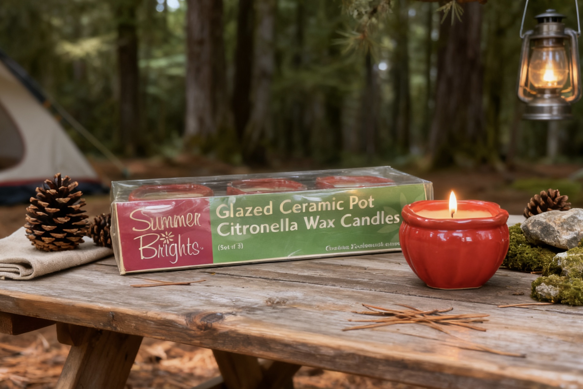 3pk Glazed Ceramic Pot Filled Candles